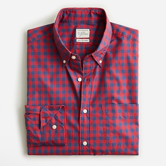 J Crew Secret Wash Cotton Poplin Shirt in Gingham Size M - Picture 2 of 5
